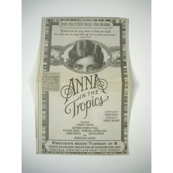 Anna in Tropics Playbill 2003 Royale Theatre Ticket Jimmy Smits Priscilla Lopez - Picture 4 of 12